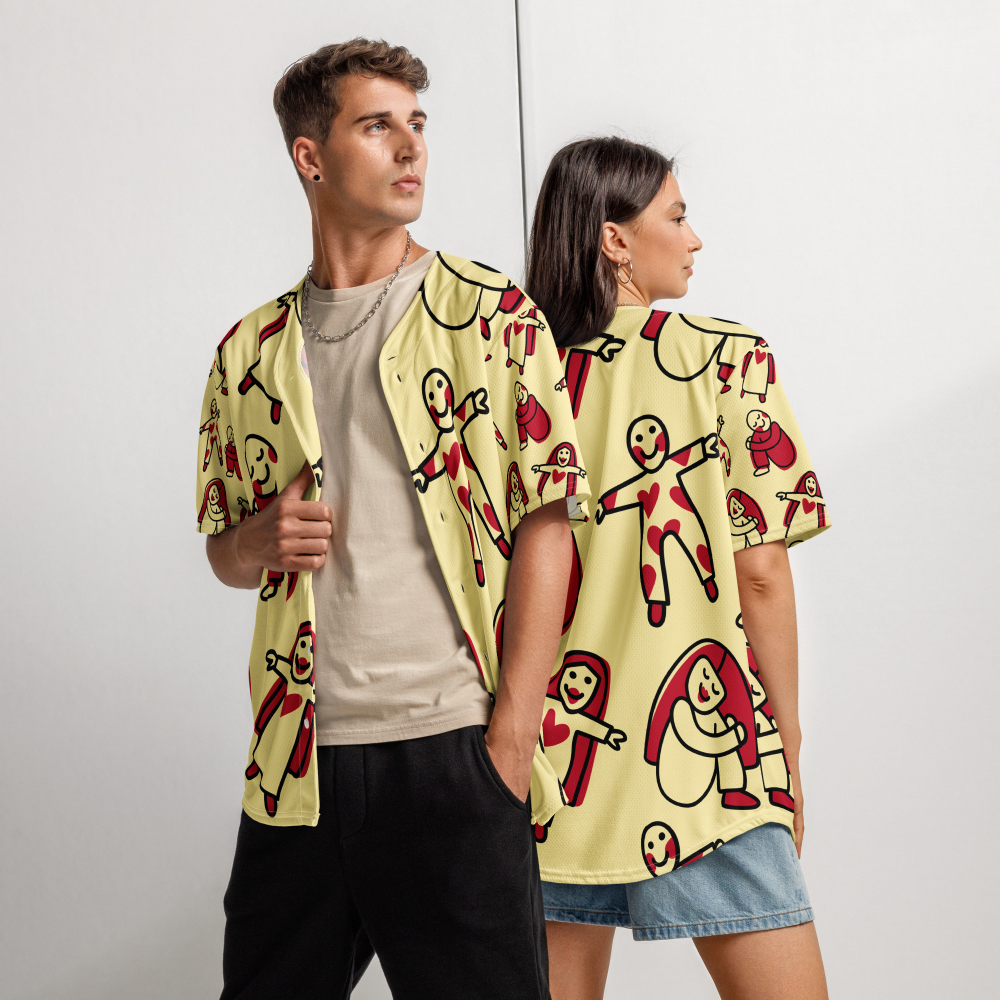 Nature's Sunset Love Pattern Characters Recycled Baseball Jersey